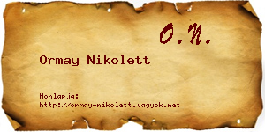 Ormay Nikolett névjegykártya